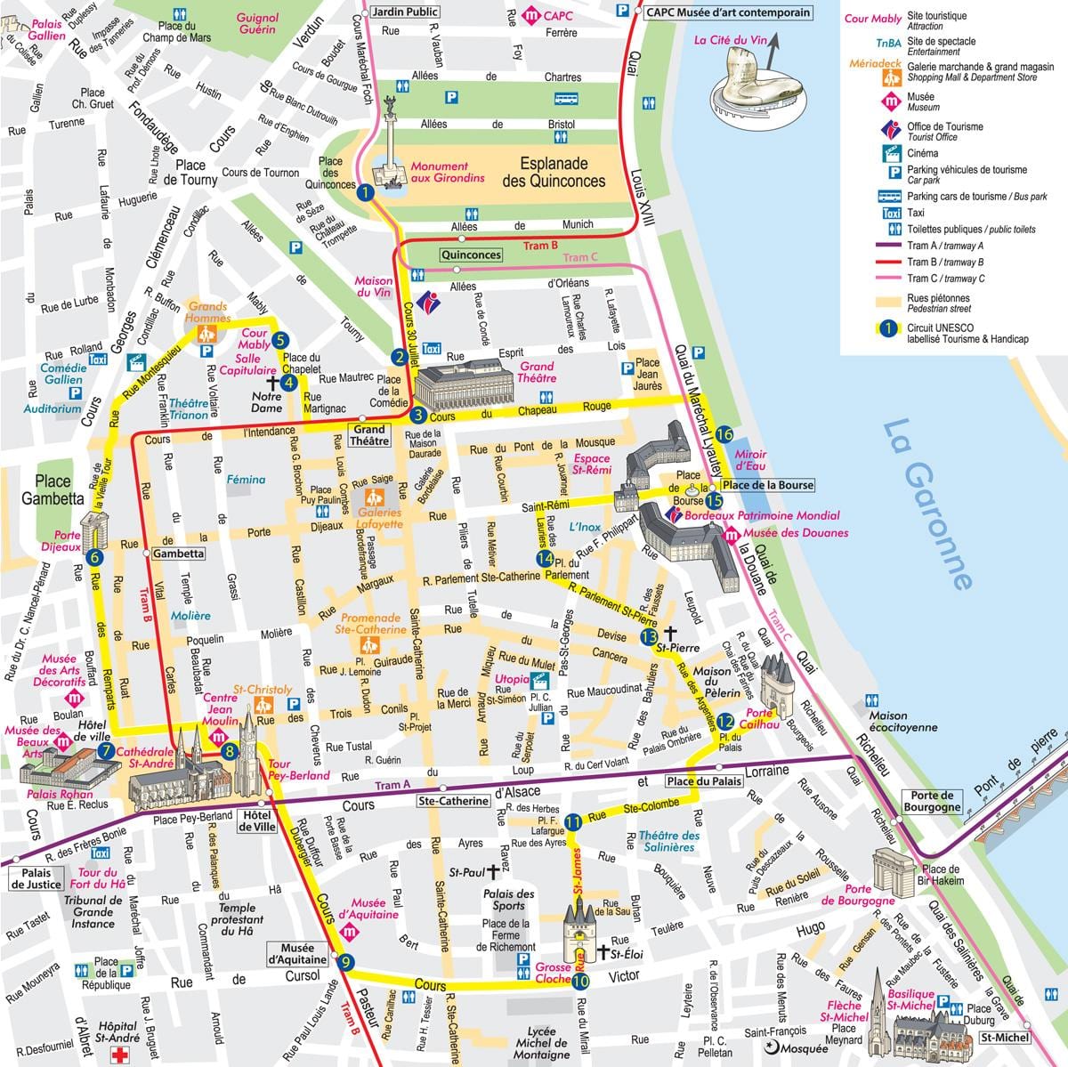 Centre-ville de Bordeaux carte