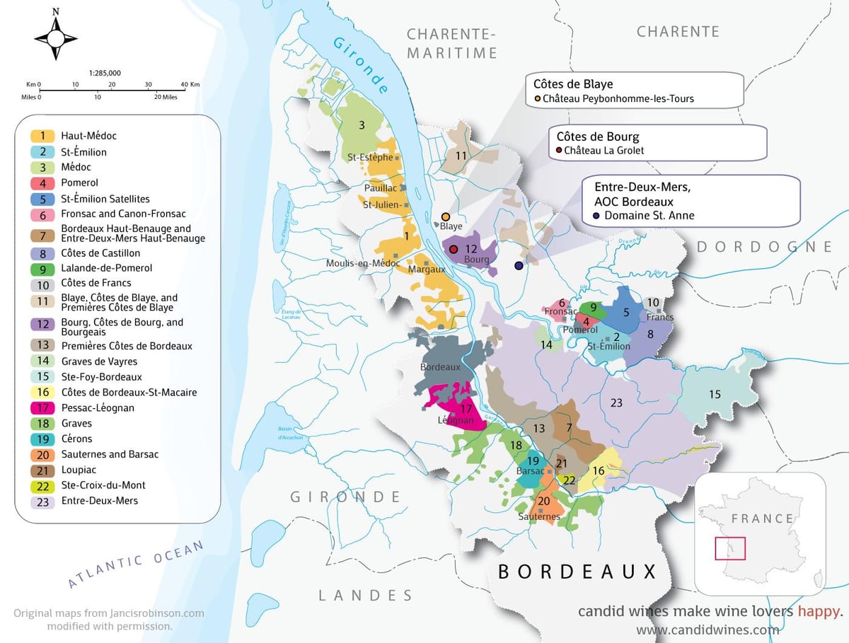 carte des châteaux Bordelais