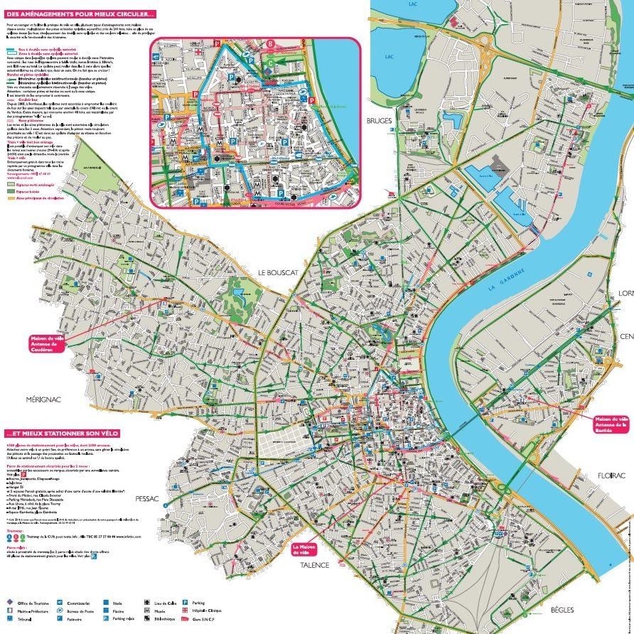 la carte de Bordeaux à vélo