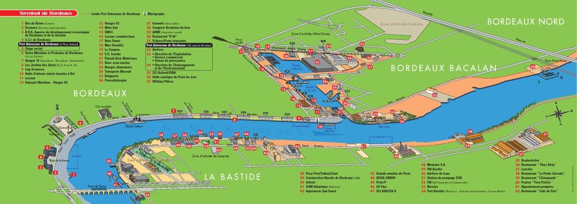 carte du port de Bordeaux