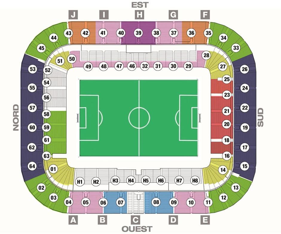 la carte de Bordeaux stade