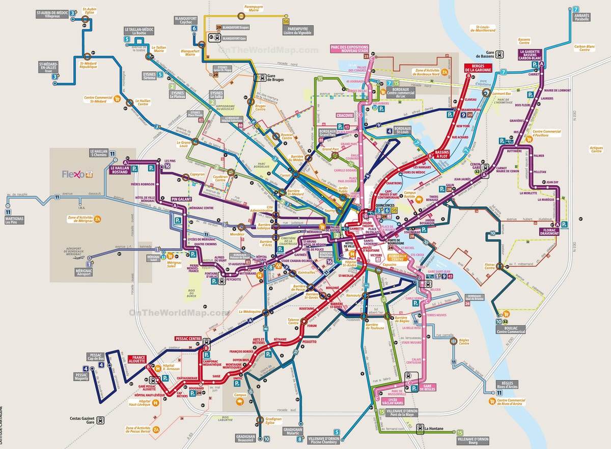 la carte de Bordeaux transit