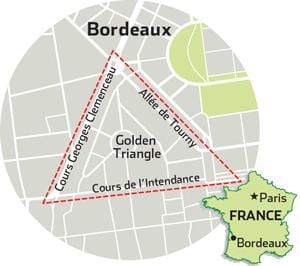 la carte de Bordeaux triangle d'or