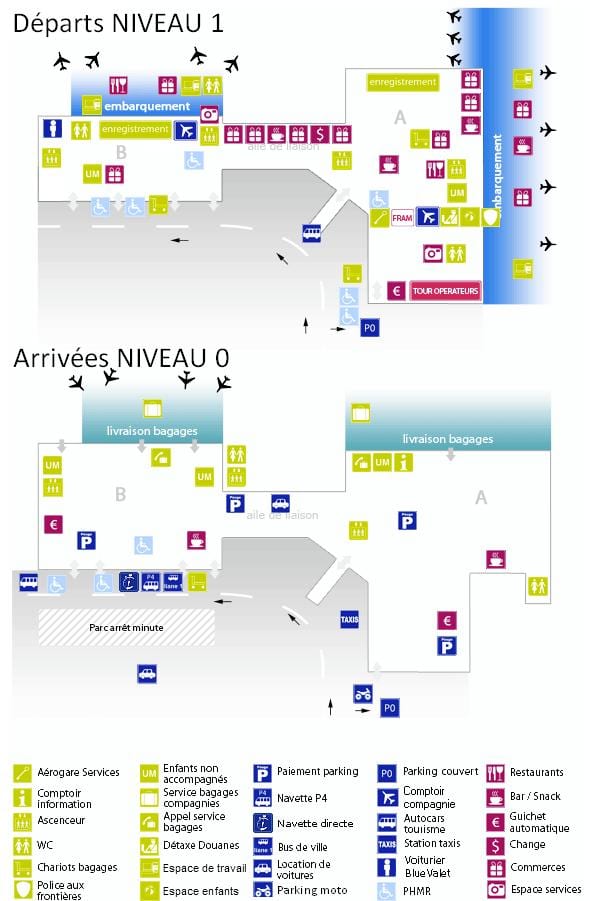 carte de l'aéroport de Bordeaux