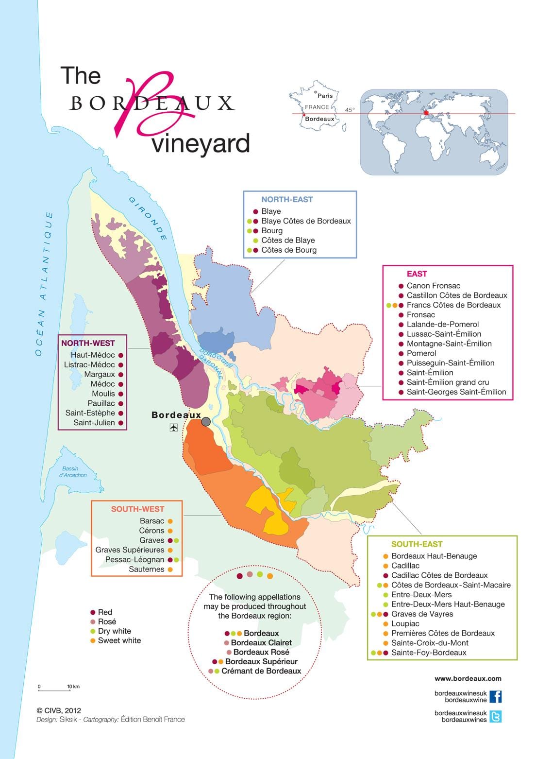 la carte de Bordeaux, vin de pays