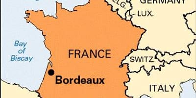 Bordeaux sur une carte