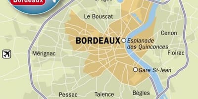Carte de la banlieue de Bordeaux