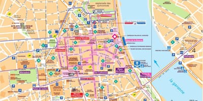 La carte de Bordeaux centre ville