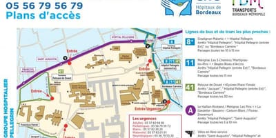 La carte de Bordeaux, hôpital