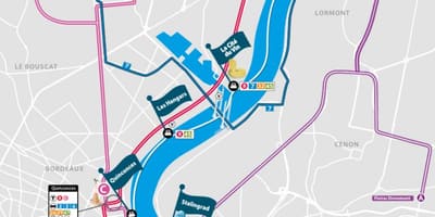 La carte de Bordeaux en bateau