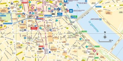 Carte de rue de Bordeaux, france