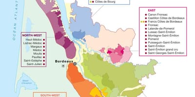 La carte de Bordeaux, vin de pays