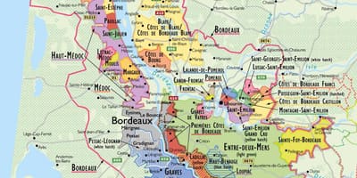 Carte de la route des vins de Bordeaux 